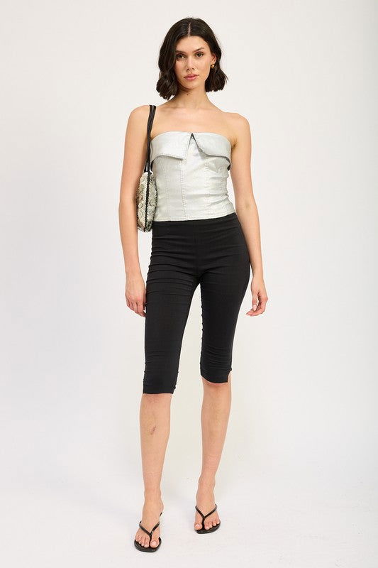 Emory Park Fold Over Corset Top In Silver us.meeeshop - 