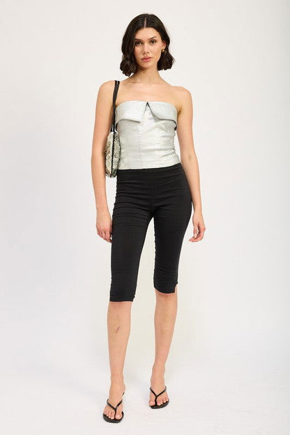 Emory Park Fold Over Corset Top In Silver us.meeeshop - 