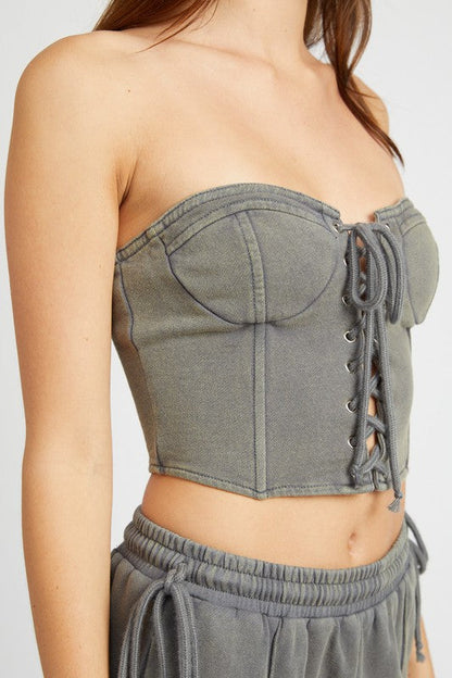 Emory Park | French Terry Strapless Bustier Top | us.meeeshop
