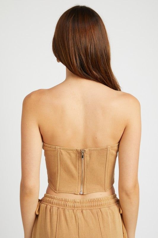 Emory Park | French Terry Strapless Bustier Top - us.meeeshop