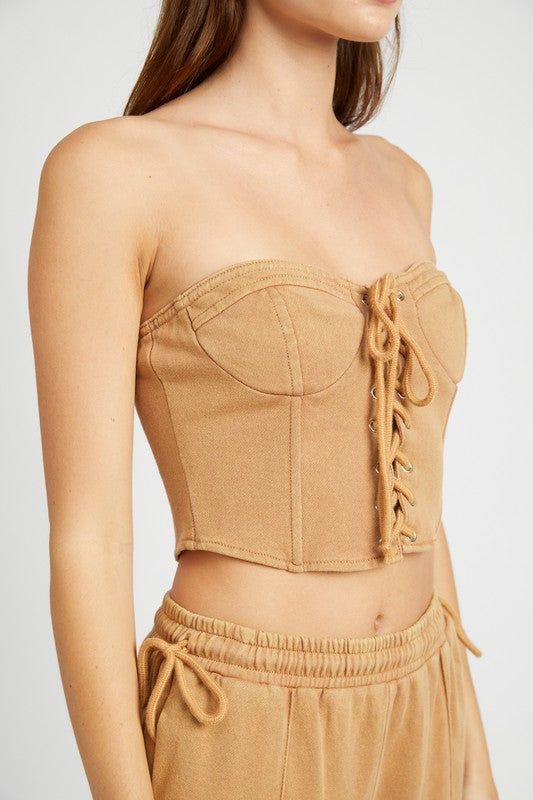 Emory Park | French Terry Strapless Bustier Top - us.meeeshop