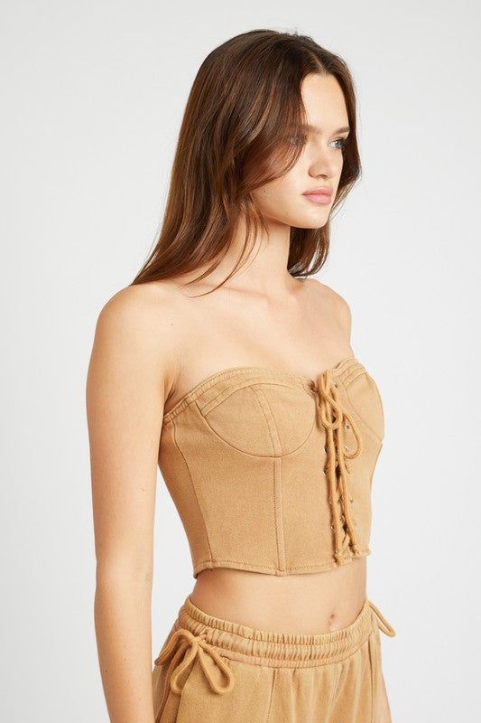 Emory Park | French Terry Strapless Bustier Top us.meeeshop - 