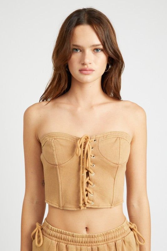 Emory Park | French Terry Strapless Bustier Top - us.meeeshop