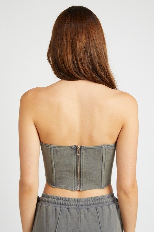 Emory Park | French Terry Strapless Bustier Top us.meeeshop - 