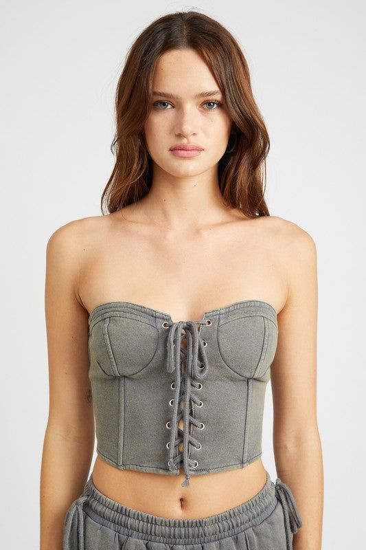 Emory Park | French Terry Strapless Bustier Top us.meeeshop - 