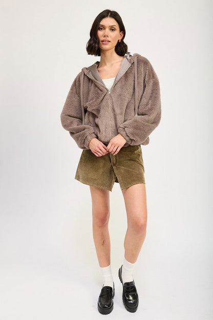 Emory Park Fuzzy Hooded Jacket us.meeeshop - 