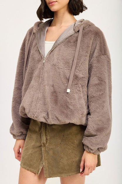 Emory Park Fuzzy Hooded Jacket us.meeeshop - 