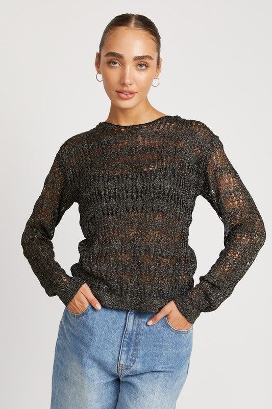 Emory Park Glitter Yarn Crochet Top us.meeeshop - Shirts & Tops