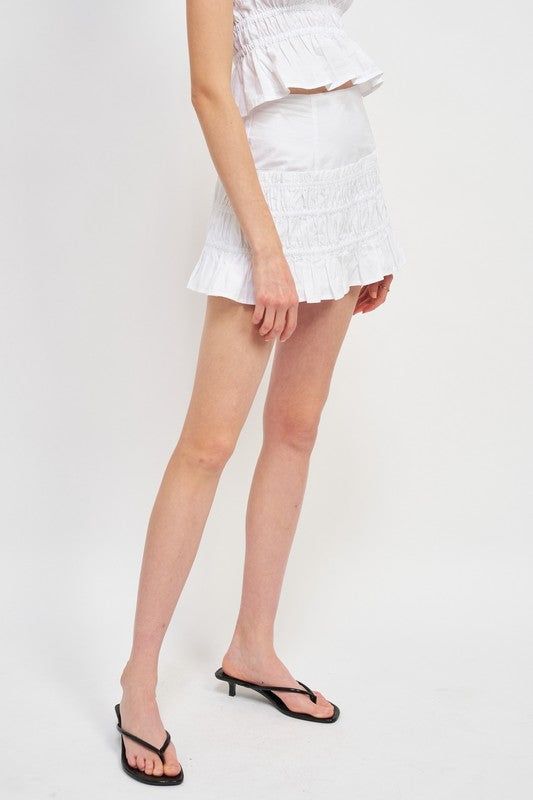 Emory Park | High Waist Gathered Mini Skirt us.meeeshop - 