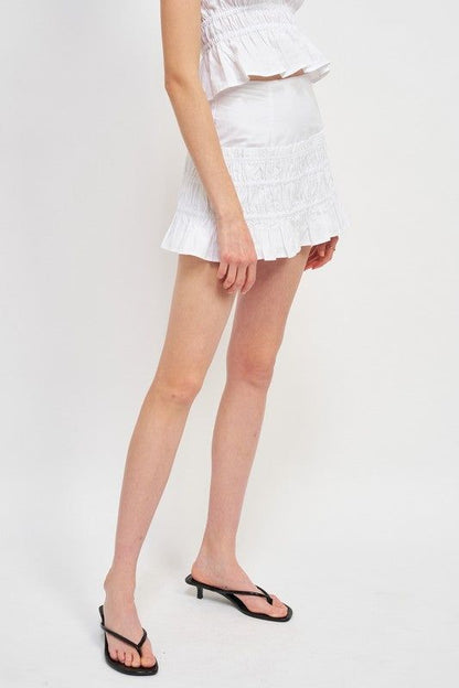 Emory Park | High Waist Gathered Mini Skirt us.meeeshop - 