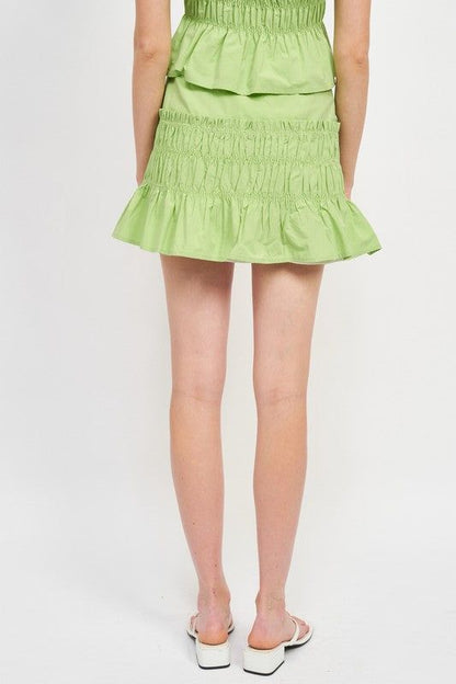 Emory Park | High Waist Gathered Mini Skirt us.meeeshop - 