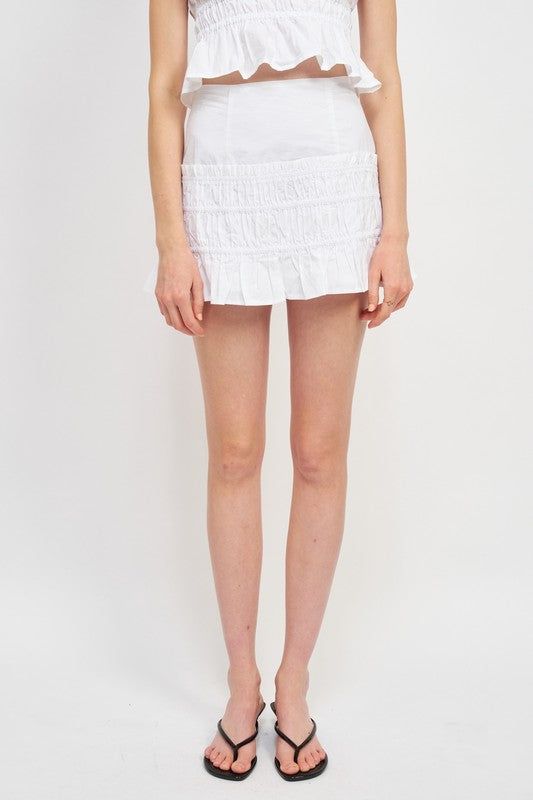 Emory Park | High Waist Gathered Mini Skirt us.meeeshop - 