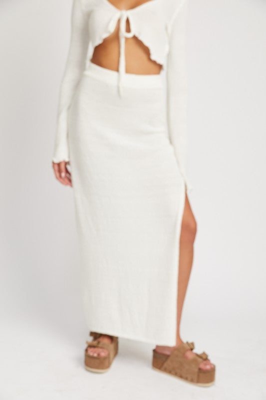 Emory Park High Waist Maxi Skirt With Slit | us.meeeshop