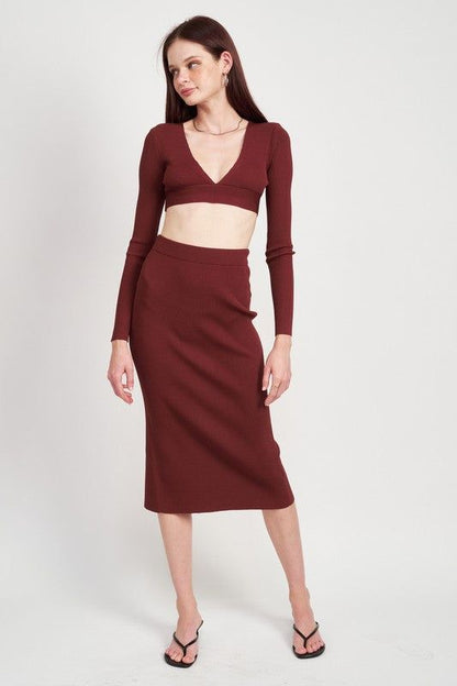 Emory Park | High Waist Midi Pincil Skirt us.meeeshop - 