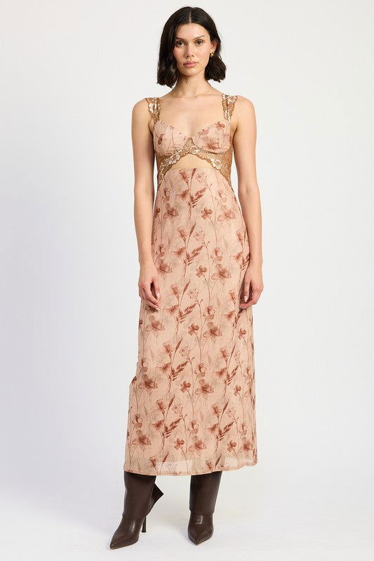 Emory Park Lace Contrast Maxi Dress us.meeeshop - Dresses