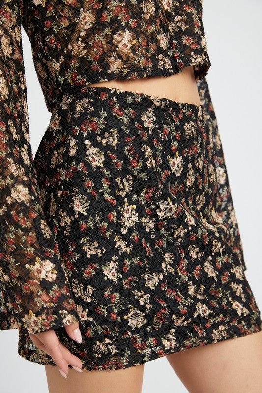 Emory Park | Lace Embroidery Mini Skirt us.meeeshop - Skirts