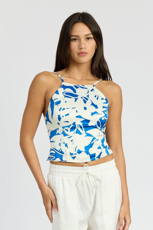 Emory Park Lace Up Back Halter Neck Top us.meeeshop - Shirts & Tops