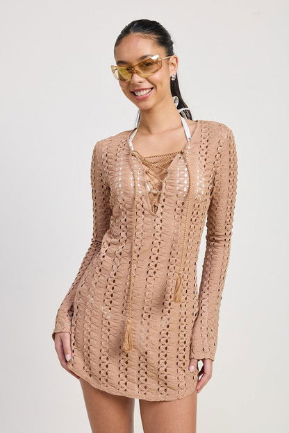 Emory Park Lace Up Cover Up Dress us.meeeshop - Dresses