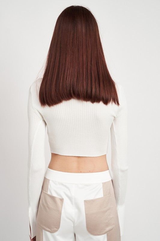 Emory Park | Long Sleeve Button Up Crop Top us.meeeshop - 