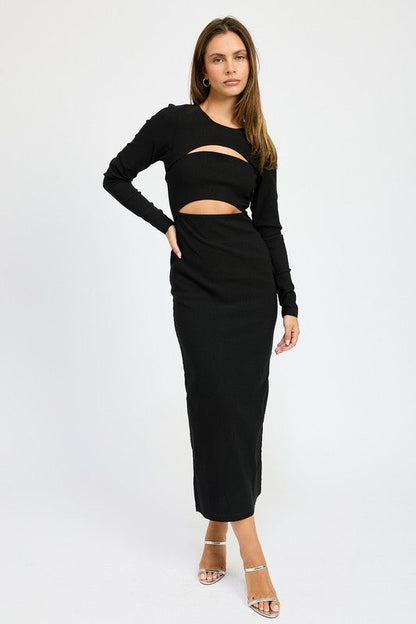 Emory Park Long Sleeve Cutout Midi Dress us.meeeshop - Dresses