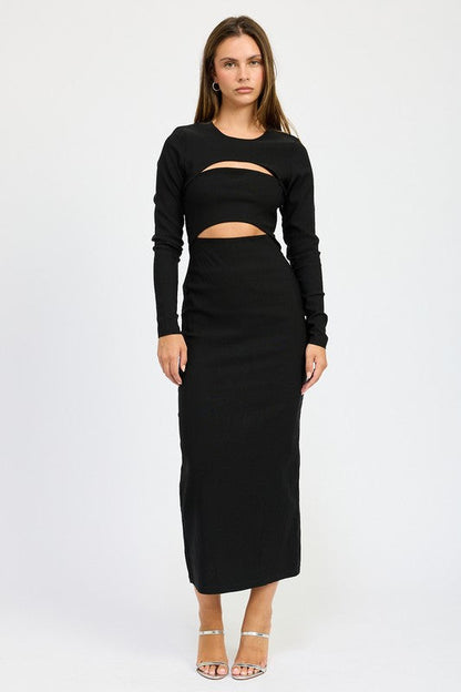 Emory Park Long Sleeve Cutout Midi Dress us.meeeshop - 