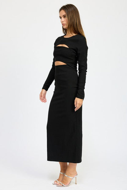 Emory Park Long Sleeve Cutout Midi Dress us.meeeshop - 