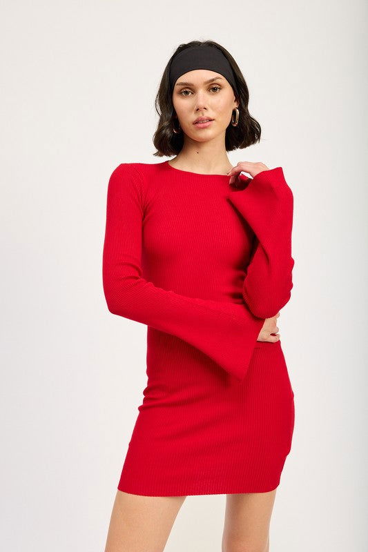 Emory Park Long Sleeve Mini Dress With Back Cutout us.meeeshop - 