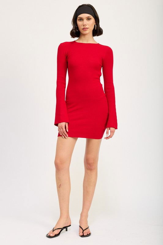 Emory Park Long Sleeve Mini Dress With Back Cutout us.meeeshop - 