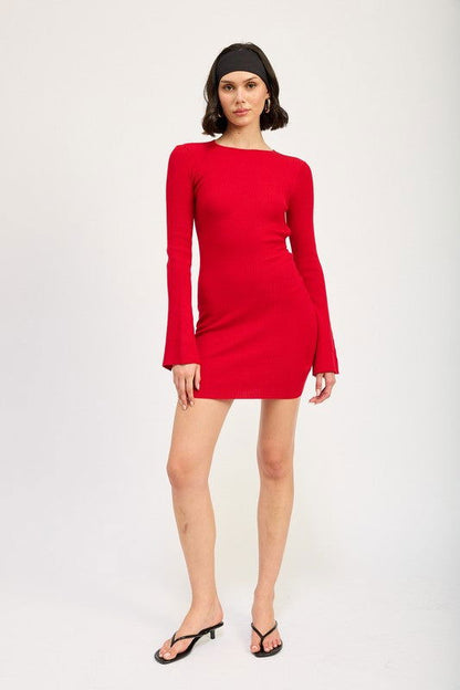 Emory Park Long Sleeve Mini Dress With Back Cutout us.meeeshop - 