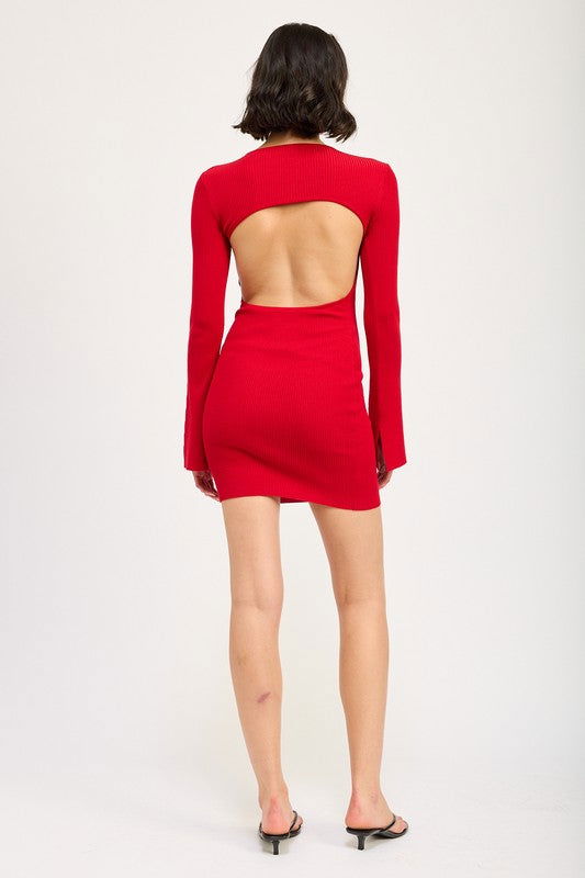 Emory Park Long Sleeve Mini Dress With Back Cutout us.meeeshop - 