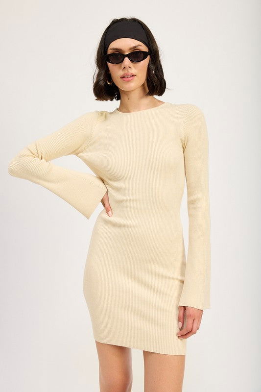 Emory Park Long Sleeve Mini Dress With Back Cutout us.meeeshop - Dresses