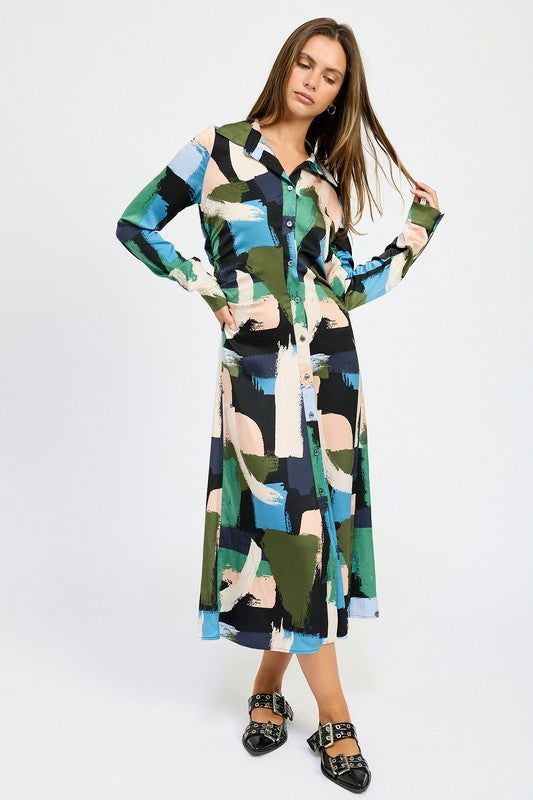 Emory Park Long Sleeve Ruched Shirt Dress us.meeeshop - 