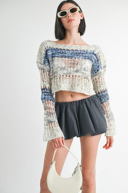 Emory Park Loose Knitted Crop Sweater us.meeeshop - Shirts & Tops