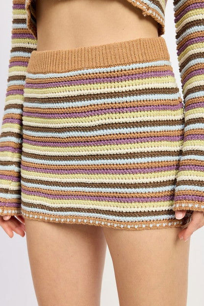 Emory Park Low Rise Striped Crochet Mini Skirt us.meeeshop - 