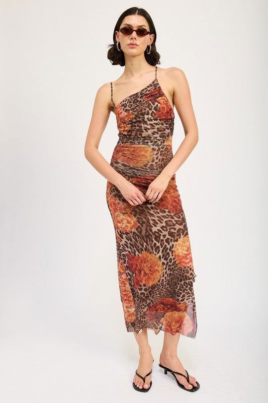 Emory Park Mesh Printed One Shoulder Maxi Dress us.meeeshop - Dresses