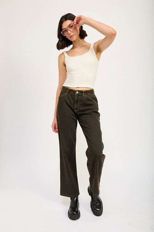 Emory Park Mid Rise Jeans With Front Pockets us.meeeshop - Pants