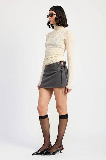 Emory Park Mini Low Waisted Skirt With Ribbon Ties us.meeeshop - 