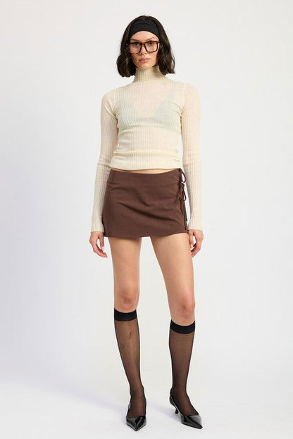 Emory Park Mini Low Waisted Skirt With Ribbon Ties us.meeeshop - 