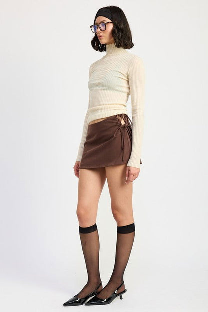 Emory Park Mini Low Waisted Skirt With Ribbon Ties us.meeeshop - 