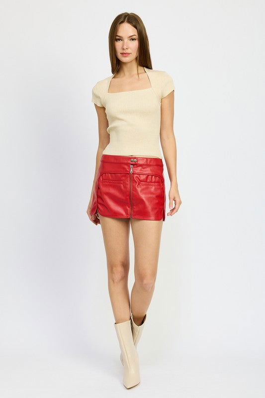 Emory Park Moto Mini Skirt With Zipper us.meeeshop - Skirts