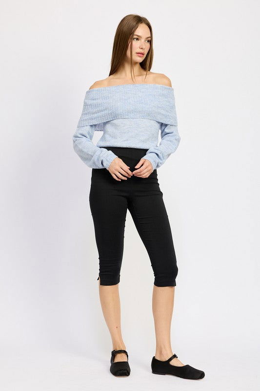 Emory Park Off Shoulder Fold Over Top us.meeeshop - 