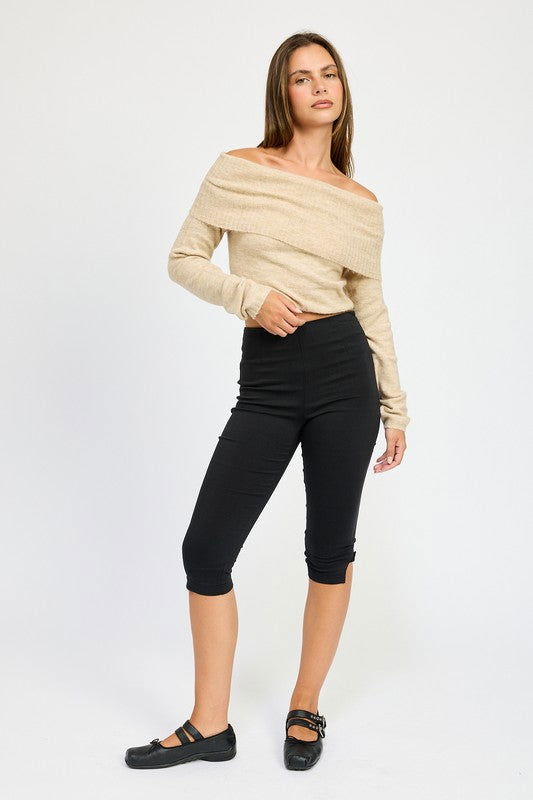 Emory Park Off Shoulder Fold Over Top us.meeeshop - 