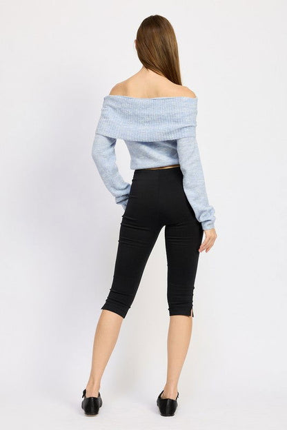 Emory Park Off Shoulder Fold Over Top us.meeeshop - 