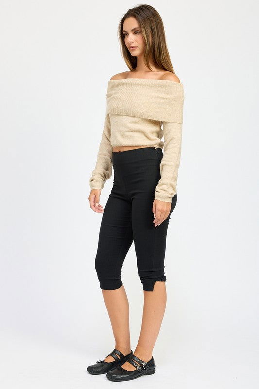 Emory Park Off Shoulder Fold Over Top us.meeeshop - 