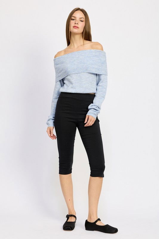 Emory Park Off Shoulder Fold Over Top us.meeeshop - 