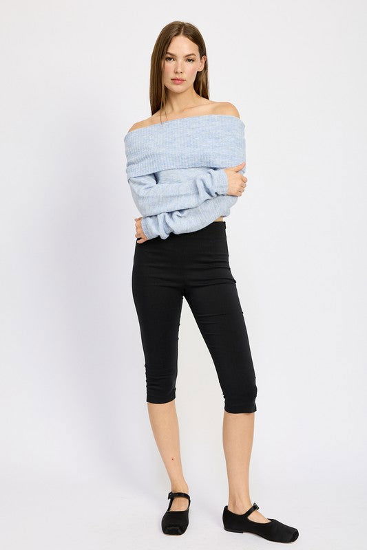 Emory Park Off Shoulder Fold Over Top us.meeeshop - 