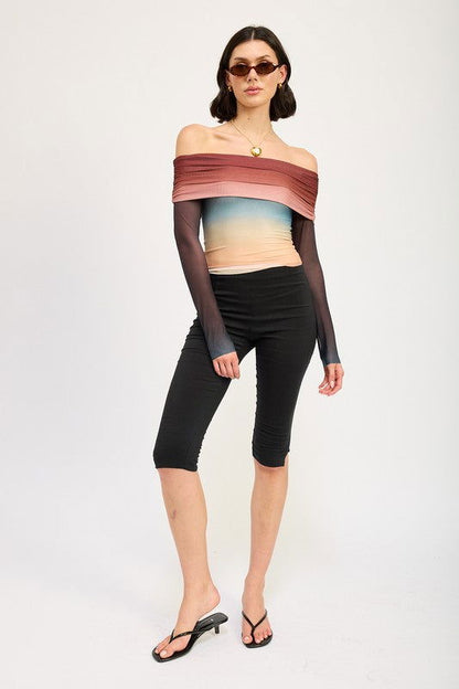 Emory Park Off Shoulder Long Sleeve Top us.meeeshop - 