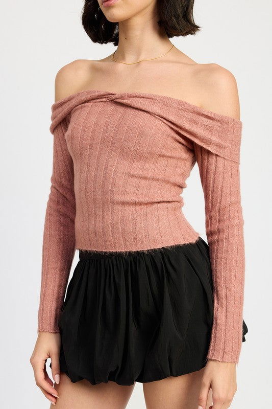 Emory Park Off Shoulder Sweater Top us.meeeshop - 