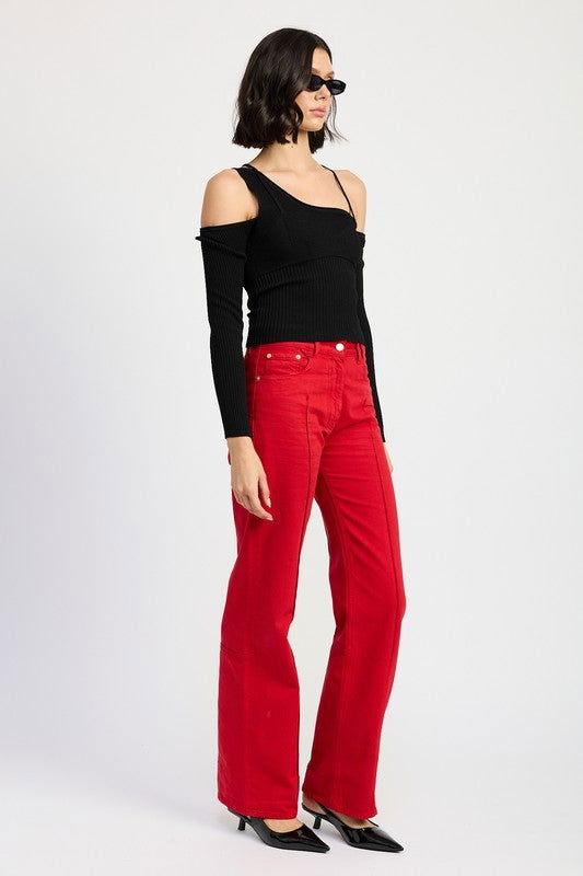 Emory Park One Shoulder Long Sleeve Top us.meeeshop - 