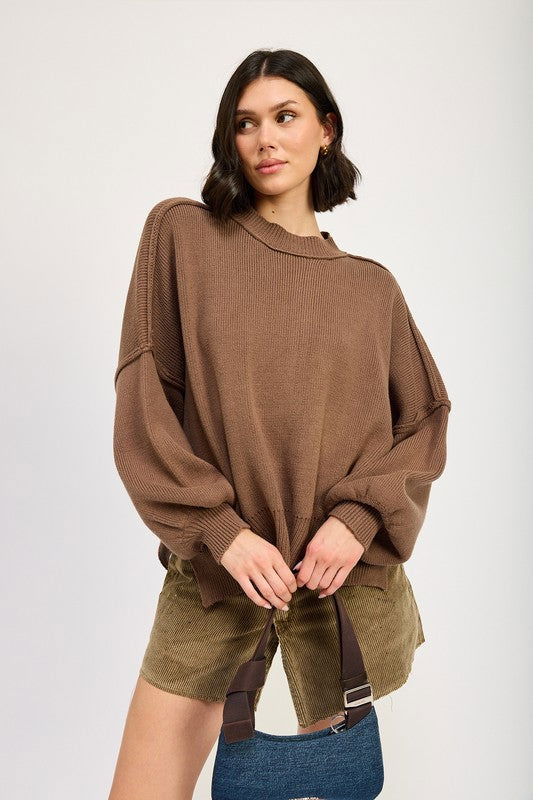 Emory Park Over Fitted Long Sleeve Sweater Top us.meeeshop - Shirts & Tops